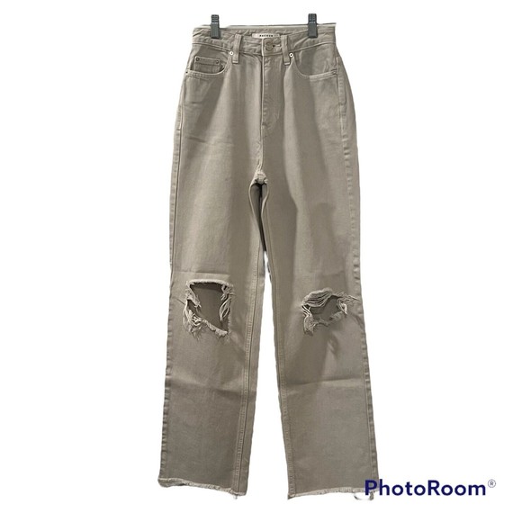 PacSun Denim - Pacsun Womens Distressed 90's Boyfriend Beige Denim Jeans Hi Rise Jeans Size 24